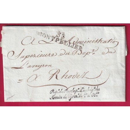 REPT PEUPLE ARMEES DES PYRENEES ORIENTALES ET OCCIDENTALES MONTPELLIER HERAUT AN2 1794 SIGNE BAUDOT POUR RODEZ AVEYRON