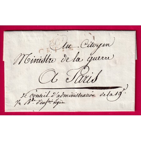 CONSEIL ADMIN 19EME BRIGADE INFANTERIE LEGERE CETTE HERAULT  AN 11 POUR PARIS LETTRE