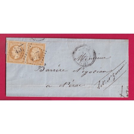 N°21 PAIRE GC 457 BESSAN HERAULT CAD TYPE 22 POUR NERAC LOT ET GARONNE LETTRE