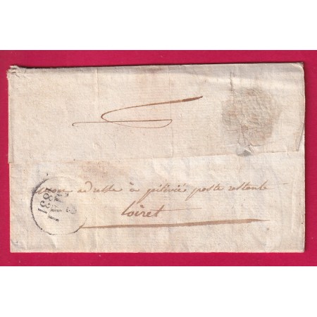 MARQUE P43P PITHIVIERS LOIRET 1831 INDICE 11 POUR AVALLON YONNE LETTRE