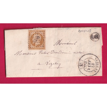 N°13 PC 3550 CAD TYPE 14 VEZELAY YONNE OR ASNIERES POUR VEZELAY LETTRE