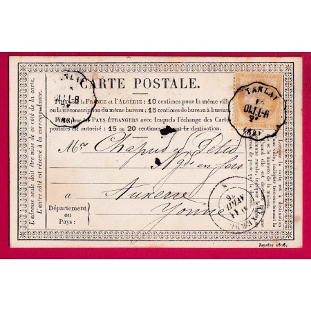 N°55 CONVOYEUR STATION TANLAY YONNE POUR AUXERRE CARTE PRECUSEUR LETTRE
