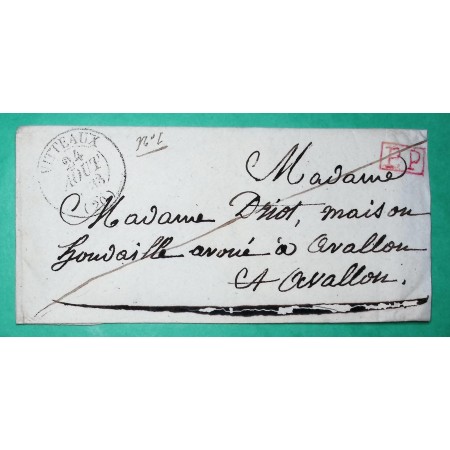 CAD TYPE 13 VITTEAUX COTE D'OR PP PORT PAYE POUR AVALLON 1833