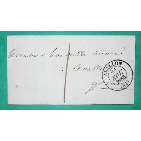 CAD TYPE 13 AVALLON YONNE CORRESPONDANCE LOCALE TAXE 1 1836