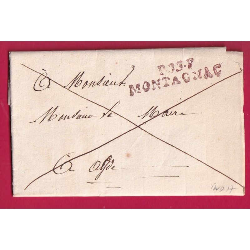 MARQUE P33P MONTAGNAC HERAULT EN ROUGE 1820 POUR AGDE INDICE 17 LETTRE