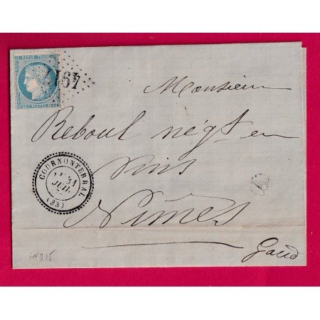 N°37 GC 4917 COURNONTERAL HERAULT CAD TYPE 24 POUR NIMES GARD LETTRE