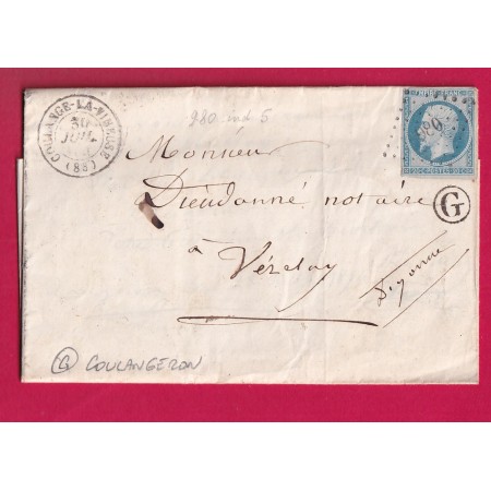 N°14 PC 980 COULANGE LA VINZUSE YONNE BOITE RURALE G COULANGERON LETTRE