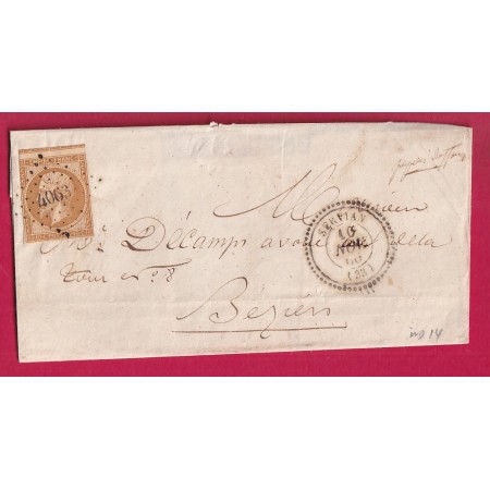 N°13 PC 4063 SERVIAN HERAULT CAD TYPE 22 POUR BEZIERS LETTRE