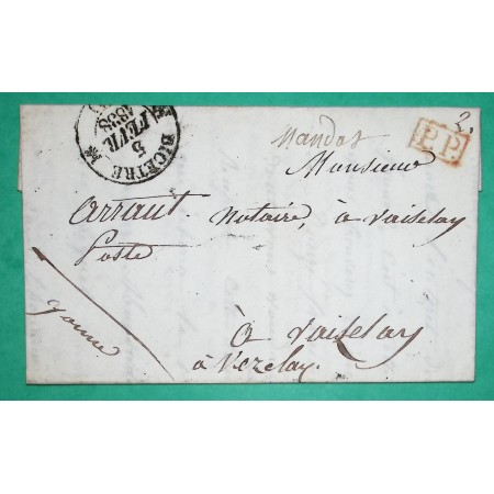 CAD TYPE 12 BICETRE SEINE PP PORT PAYE POUR VEZELAY YONNE 1838