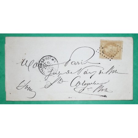 N°28 GC 1842 L'ISLE SUR LE SEREIN YONNE CORRESPONDANCE LOCALE POUR STE COLOMBE 1869