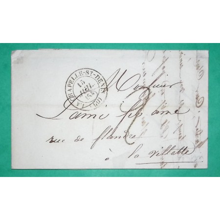 CAD TYPE 14 LA CHAPELLE ST DENIS SEINE POUR LA VILETTE TAXE TAMPON 2 1841