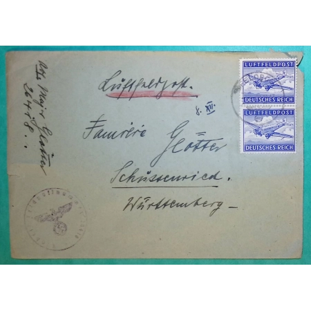 FRANCHISE MILITAIRE FM LUFTFELDPOST AVIATION NAZI SCHUSSENRIED WURTEMBERG LETTRE COVER WW2