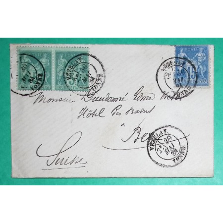 N°75 PAIRE + 90 SAGE CAD TYPE 18 VEZELAY YONNE POUR BEX SUISSE 1884