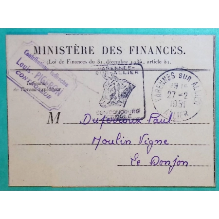 DAGUIN ILLUSTRE BOEUF CONCOURS AGRIGOLE VARENNES SUR ALLIER FRANCHISE MINISTERE DES FINANCES POUR LE DONJON 1951