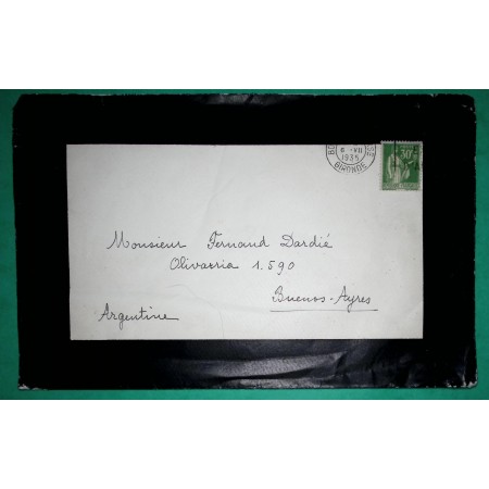 N°280 PAIX LETTRE BORDEAUX GIRONDE POUR BUENOS AIRES ARGENTINE 1935