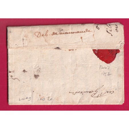 DEBOURSE MANUSCRIT DE MARMANDE LOT ET GARONNE 1752 LENAIN N°9 INDICE 20 DEPART PARIS REEXPEDIE ST GAUDENS LETTRE