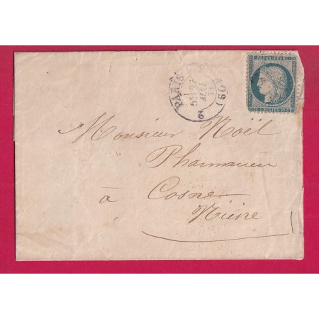 COMMUNE DE PARIS SEMAINE SANGLANTE N°37 ETOILE + CACHET DE ROUTE RARE POUR COSNE NIEVRE ARRIVE 30 MAI