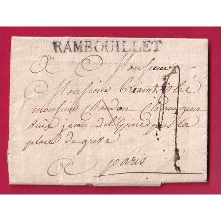 MARQUE RAMBOUILLET SEINE ET OISE 1765 LENAIN N°4 INDICE 13 POUR PARIS LETTRE