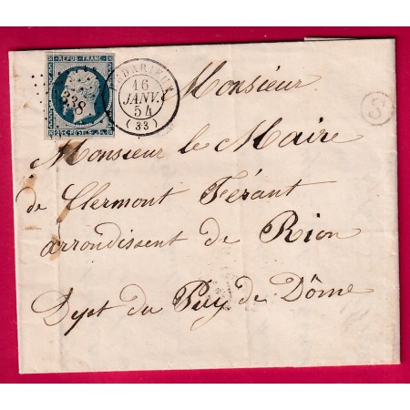N°10 PC 338 BEDARIEUX HERAULT BOITE RURALE S HEREPIAN POUR RIOM PUY DE DOME LETTRE