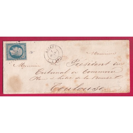 N°10 PC 84 ANIANE HERAULT POUT TOULOUSE 1 MARS 1853 LETTRE