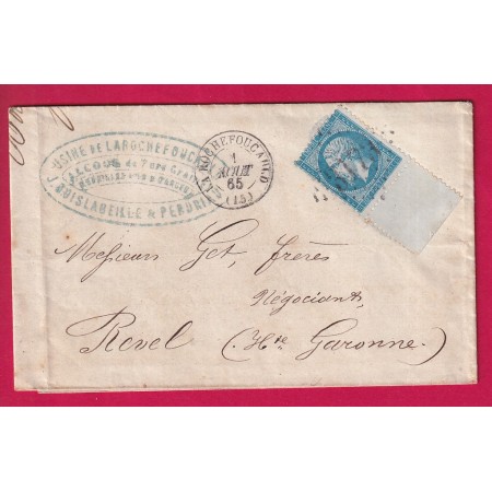 N°30 GRAND BORD DE FEUILLE GC 3173 LA ROCHEFOUCAULD CHARENTE POUR REVEL HAUTE GARONNE LETTRE