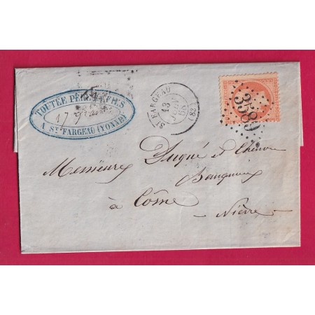 N°23 GC 3589 ST FARGEAU YONNE POUR COME NIEVRE 1868 LETTRE