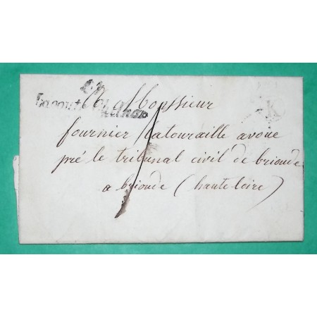 CURSIVE 41 LAVOUTE CHILHAC HAUTE LOIRE BOITE RURALE K CRONCE CORRESPONDANCE LOCALE TAXE 1 POUR BRIOUDE 1850