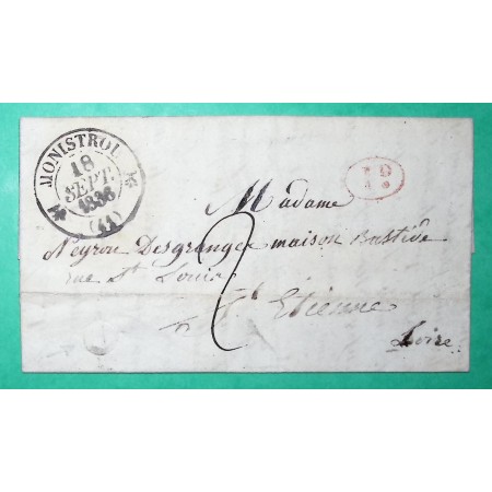 CAD TYPE 12 MONISTROL HAUTE LOIRE DECIME RURAL BAS EN BASSET POUR ST ETIENNE 1830