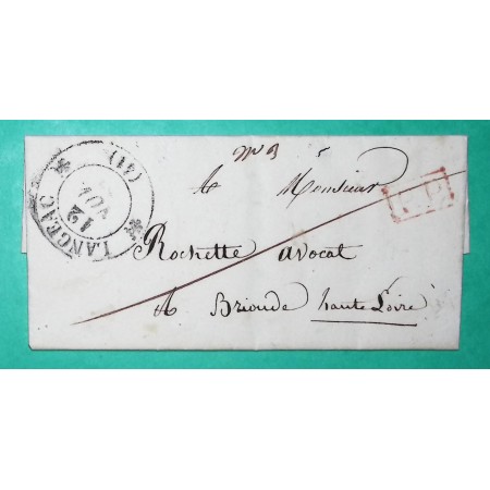 CAD TYPE 12 LANGEAC HAUTE LOIRE PP PORT PAYE POUR BRIOUDE 1839