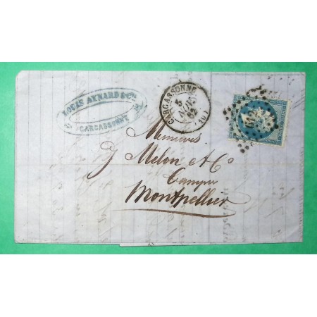 N°22 PC 612 CARCASSONNE AUDE UTILISATION PRECOCE POUR MONTPELLIER HERAULT 5 NOVEMBRE 1862