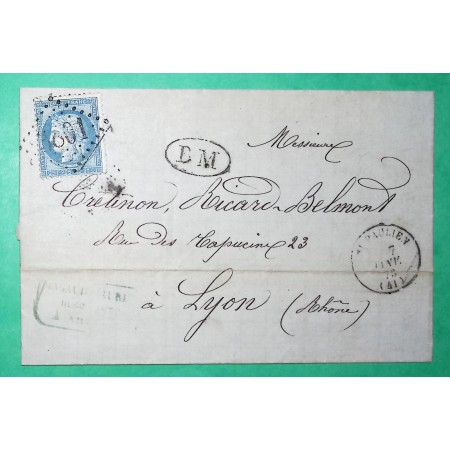 N°60A GC 3801 ST PAULIEN HAUTE LOIRE BM BOITE MOBILE DEPART ARLANC PUY DE DOME POUR LYON 1873