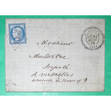 N°60A GC 1363 DUNIERES HAUTE LOIRE CAD TYPE 24 POUR VERSAILLES 1873