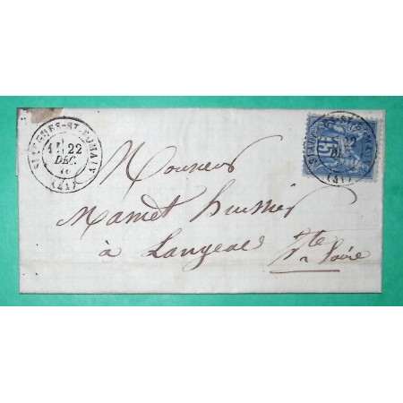 N°90 SAGE CAD TYPE 17 SIAUGUES ST ROMAIN HAUTE LOIRE POUR LANGEAC 1878