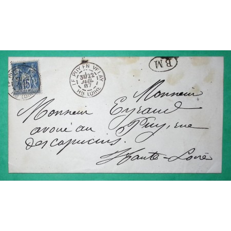 N°90 SAGE CAD TYPE A LE PUY EN VELAY HAUTE LOIRE BM BOITE MOBILE DEPART ROUZET 1887