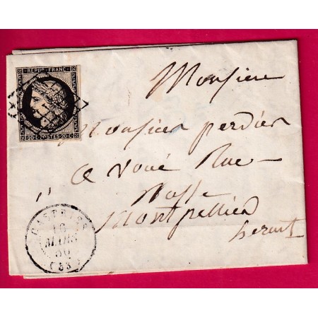 N°3 GRILLE CASTRIES HERAULT 1850 POUR MONTPELLIER LETTRE