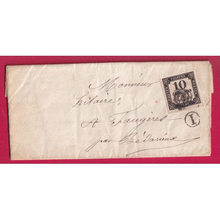 TIMBRE TAXE N°2 OBLITERATION OR BOITE RURALE I  GABIAN HERAULT POUR FAUGERES BEDARIEUX 1861 LETTRE