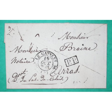 CAD TYPE 12 LE CATELET AISNE PP PORT PAYE ARRAS PAS DE CALAIS 1833