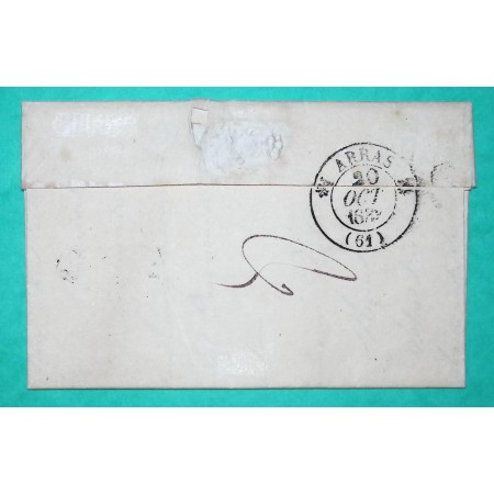 CAD TYPE 12 LE CATELET AISNE PP PORT PAYE ARRAS PAS DE CALAIS 1833