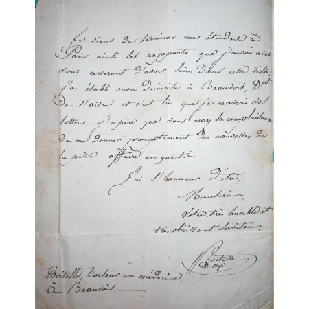 CAD TYPE 12 LE CATELET AISNE PP PORT PAYE ARRAS PAS DE CALAIS 1833