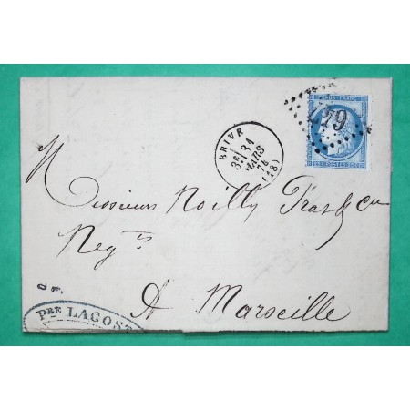 N°60B TYPE II GC 647 BRIVES CORREZE POUR MARSEILLE BOUCHES DU RHONE 1874