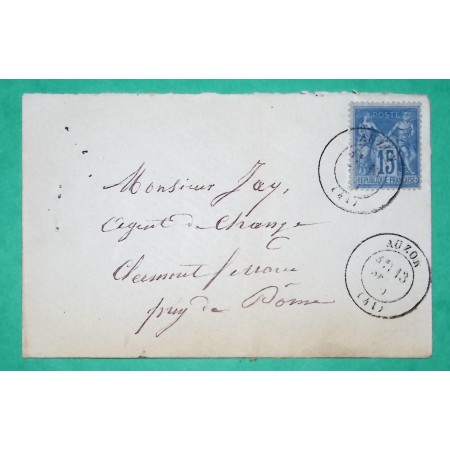 N°90 CAD TYPE 17 AUZON HAUTE LOIRE POUR CLERMONT FERRAND PUY DE DOME 1880