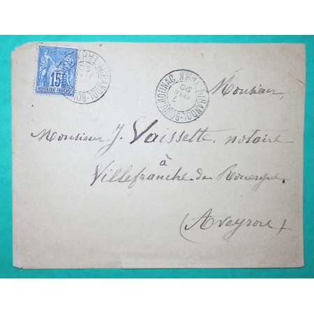 N°90 SAGE CAD TYPE A MIRANDOL BOURGNOUNAC POUR VILLEFRANCHE DE ROUERGUE AVEYRON 1890