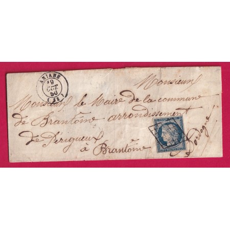 N°3 CAD TYPE 15 BUZANCAIS 6 MAI 1849 INDRE TTB SIGNE CALVES TAXE 1 ?? LETTRE