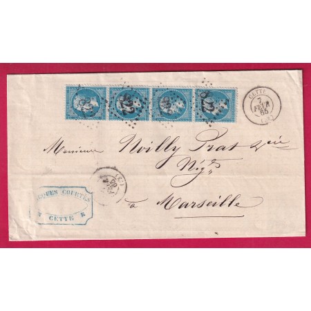 N°22 BANDE DE 4 TTB GC 822 CETTE HERAULT POUR MARSEILLE LETTRE