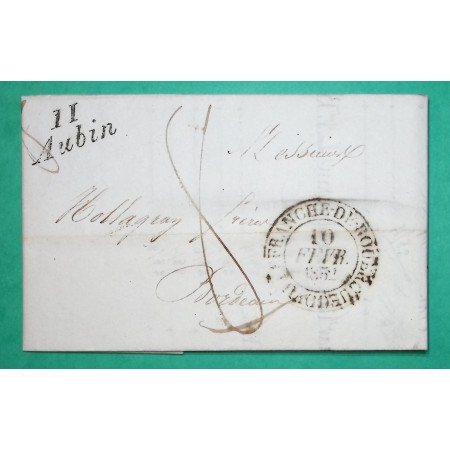 CURSIVE 11 AUBIN AVEYRON + CAD TYPE 13 VILLEFRANCHE DE ROUERGUE POUR BORDEAUX GIRONDE 1832