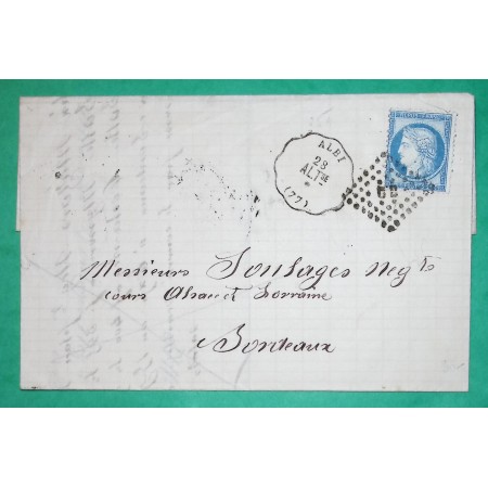 N°60C CONVOYEUR STATION ALBI TARN LIGNE AL.Tse POUR BORDEAUX GIRONDE 1874