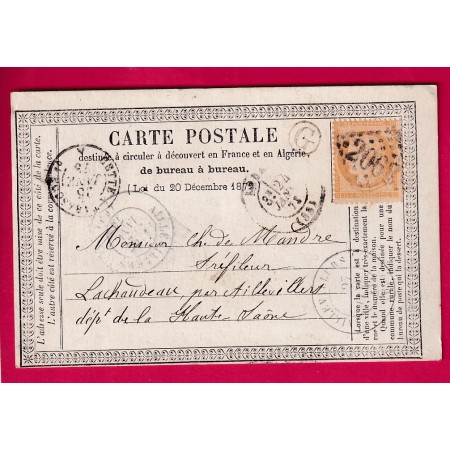 N°59 GC 2068 LODEVE HERAULT BOITE RURALE G  SOUBES POUR AILLEVILLERS HAUTE SAONE CARTE PRECURSEUR LETTRE