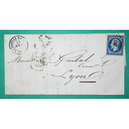 N°14 PC 283 LE BASTIDE ROUAIROUX TARN POUR LYON RHONE 1855