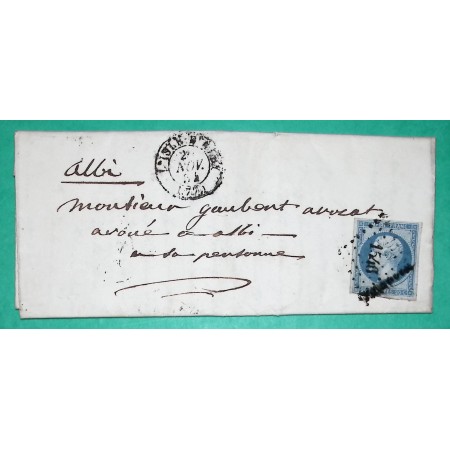N°14 BLEU LAITEUX PC 1546 L'ISLE D'ALBI TARN POUR ALBI 1854