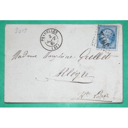 N°22 GC 3013 PRADELLES HAUTE LOIRE POUR ALLEGRE 1867